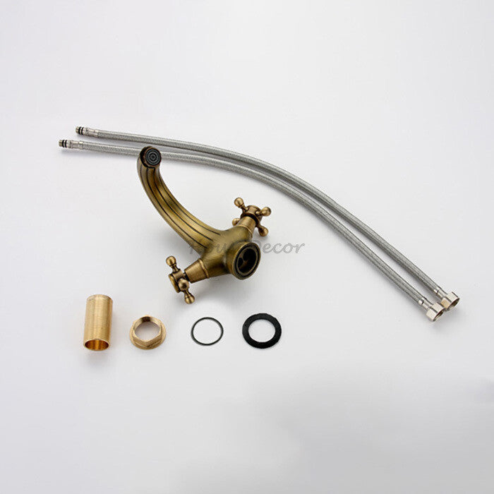 Brass bath shower mixer tap dual handle control detail view