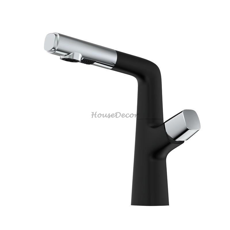 Modern bath shower mixer tap pull out spray detail view