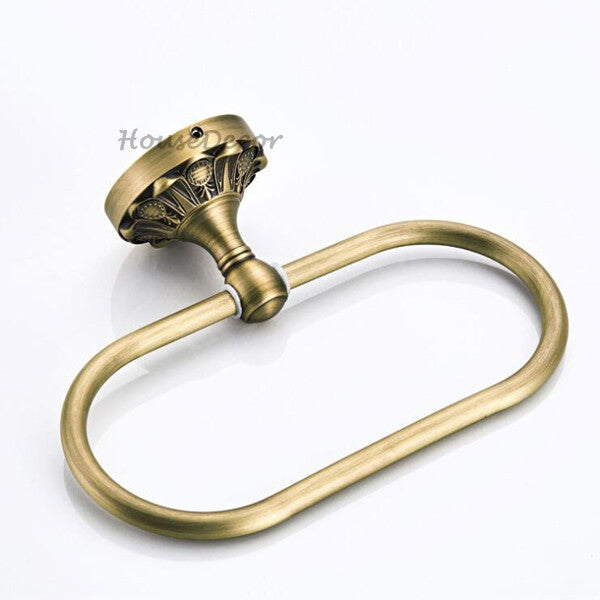 Antique Brass towel ring wall mounted design additional view