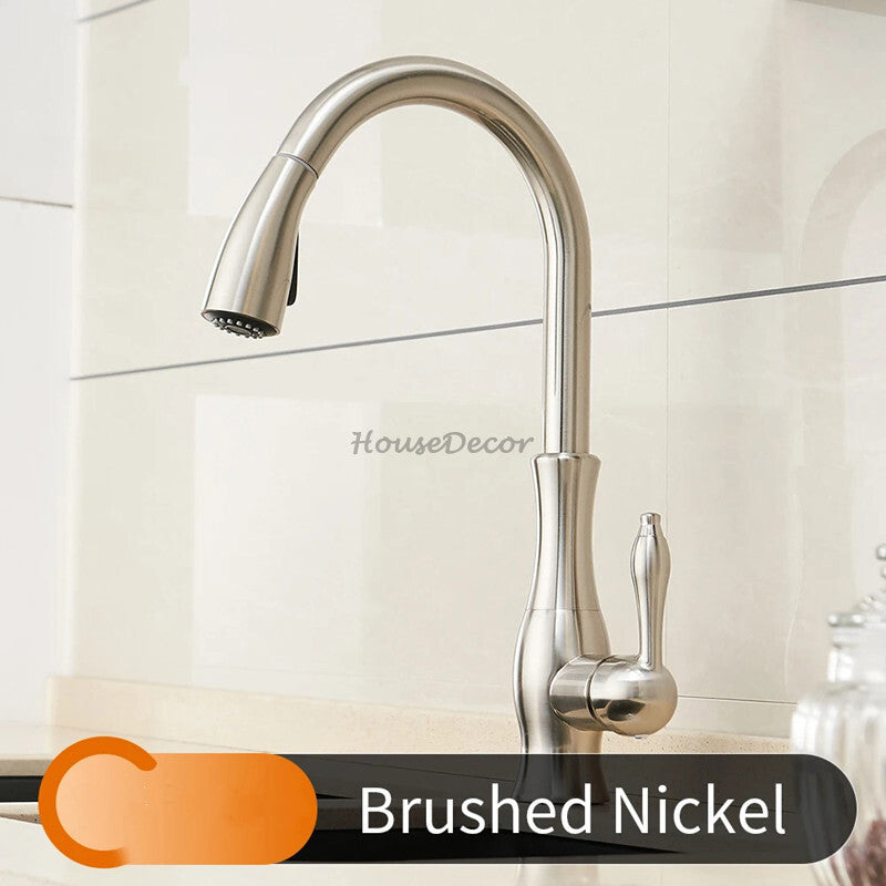 Modern kitchen sink mixer tap pull out spray detail view