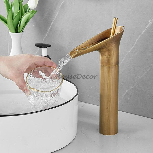 Antique Brass bath shower mixer tap waterfall spout additional view
