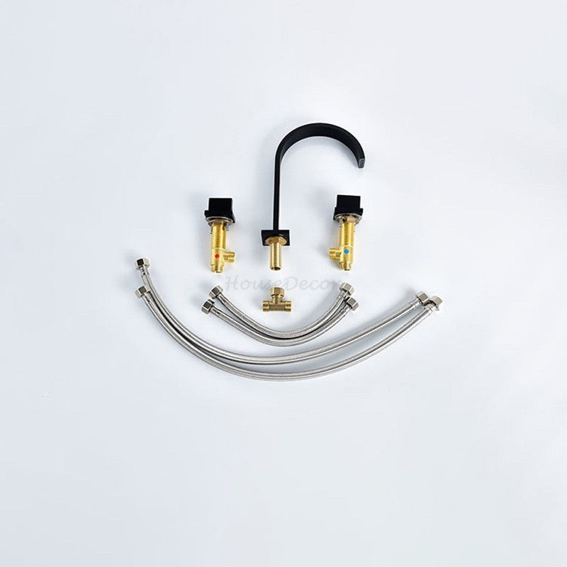 Black bath shower mixer tap dual handle control additional view