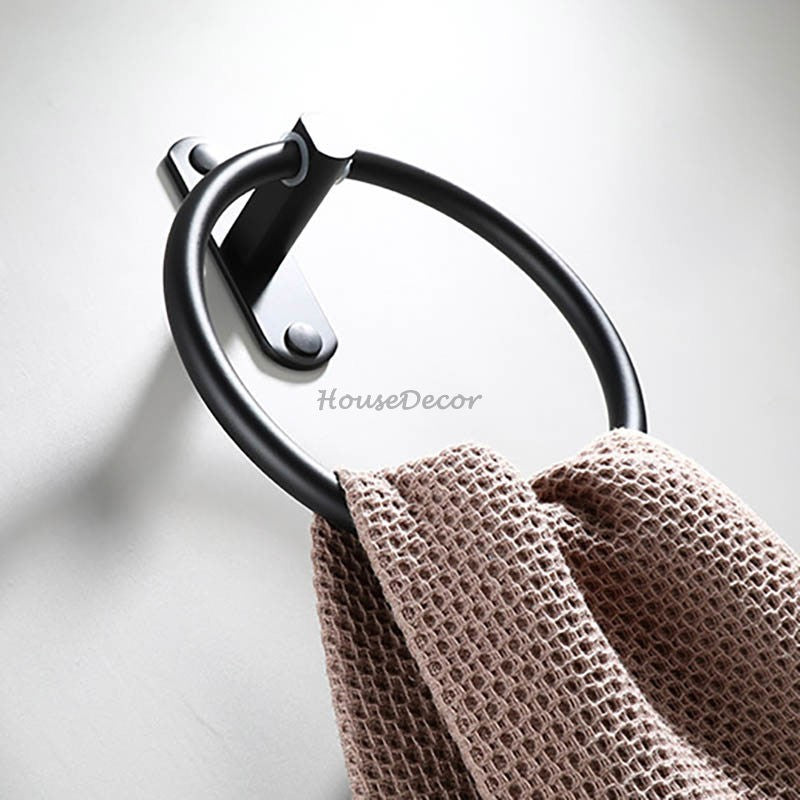 Matte Black towel ring wall mounted design additional view