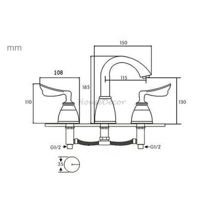 Chrome Ceramic bathroom basin mixer tap deck mounted design detail view
