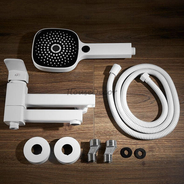 White bath shower mixer tap swivel spout additional view