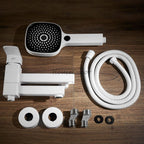 White bath shower mixer tap swivel spout additional view