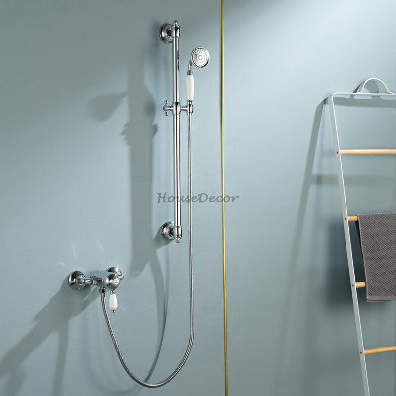 Modern Brass shower head handheld shower set detail view