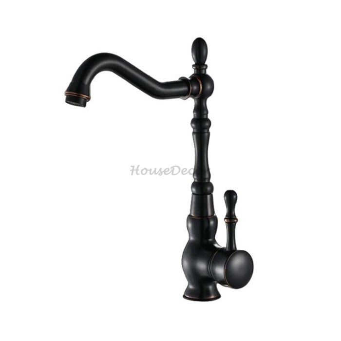 Black kitchen sink mixer tap swivel spout main view