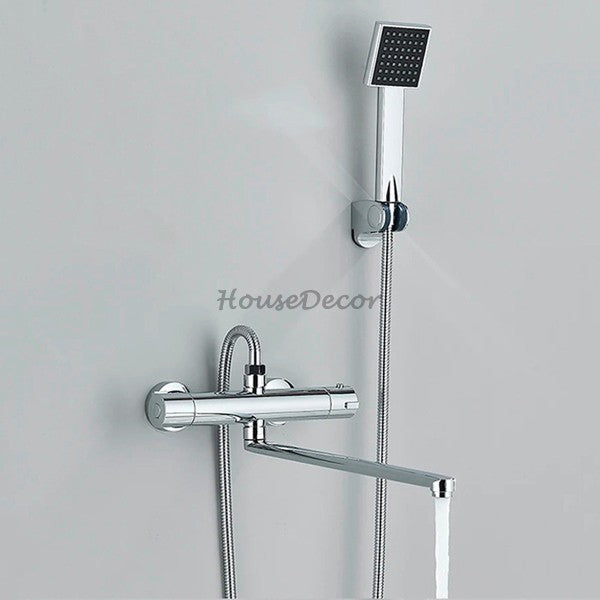 Chrome Brass bath shower mixer tap swivel spout detail view
