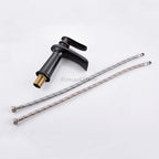 Black bathroom basin mixer tap waterfall spout additional view