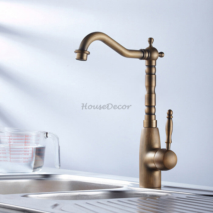 Antique Brass kitchen sink mixer tap swivel spout main view