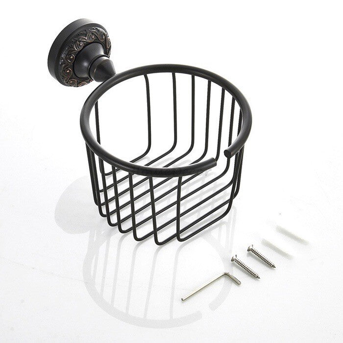 Black toilet paper holder detailed product view detail view