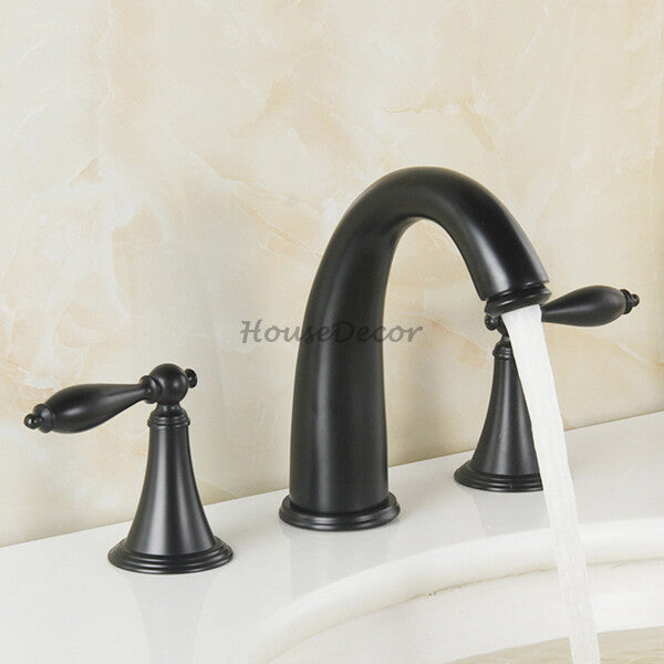 Modern bath shower mixer tap dual handle control detail view