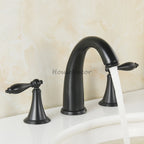 Modern bath shower mixer tap dual handle control detail view