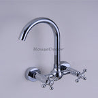 Chrome kitchen sink mixer tap swivel spout detail view