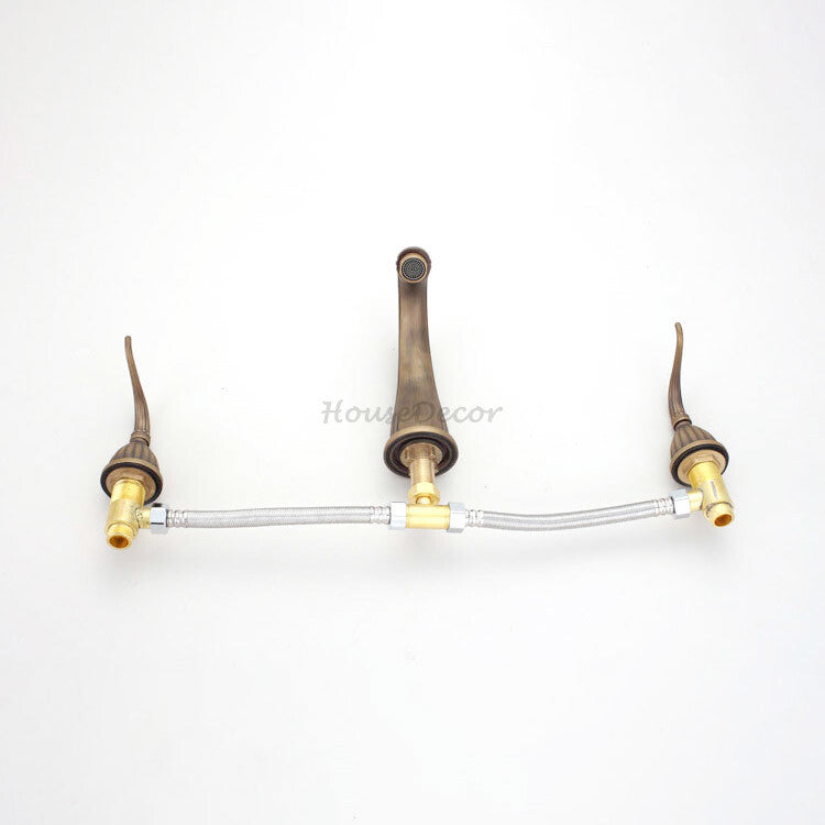 Modern bath shower mixer tap dual handle control detail view