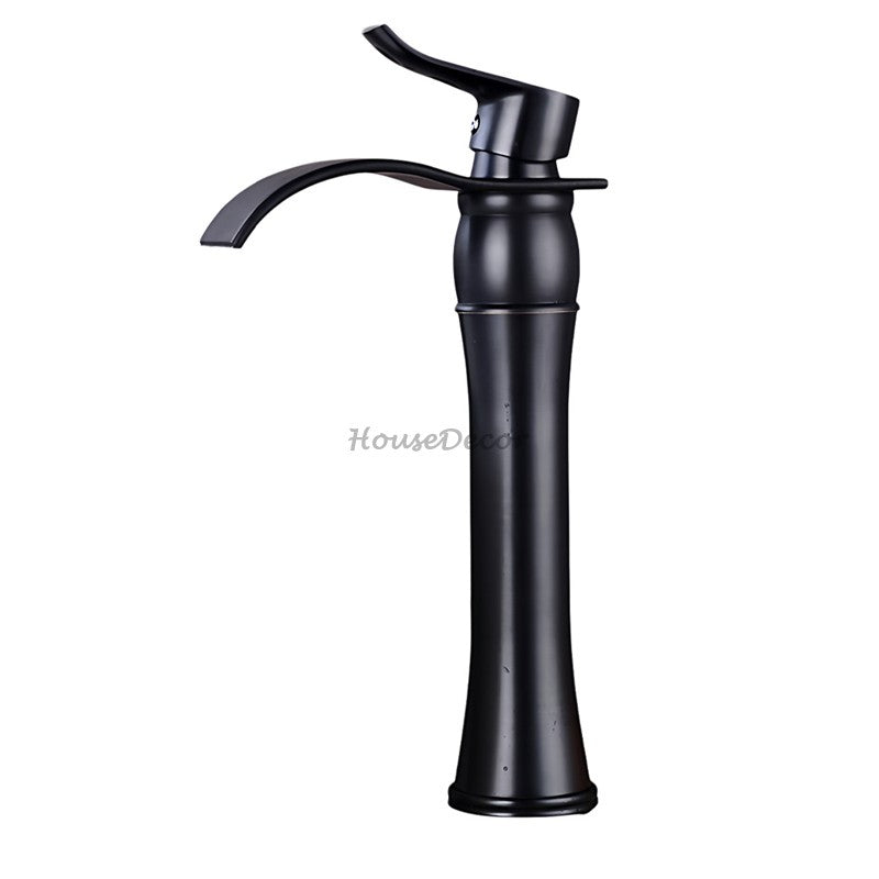 Modern bath shower mixer tap waterfall spout detail view