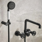 Modern bath shower mixer tap handheld shower set detail view