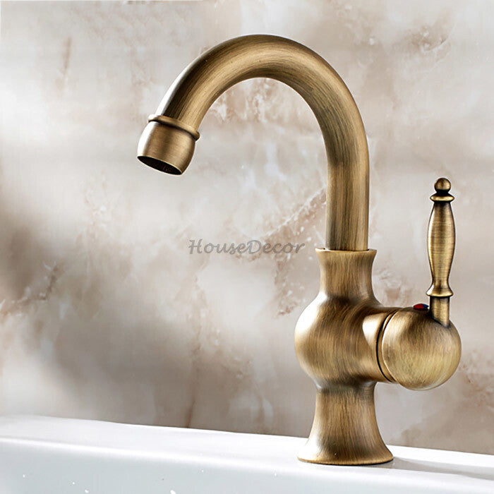 Antique Brass bath shower mixer tap swivel spout main view