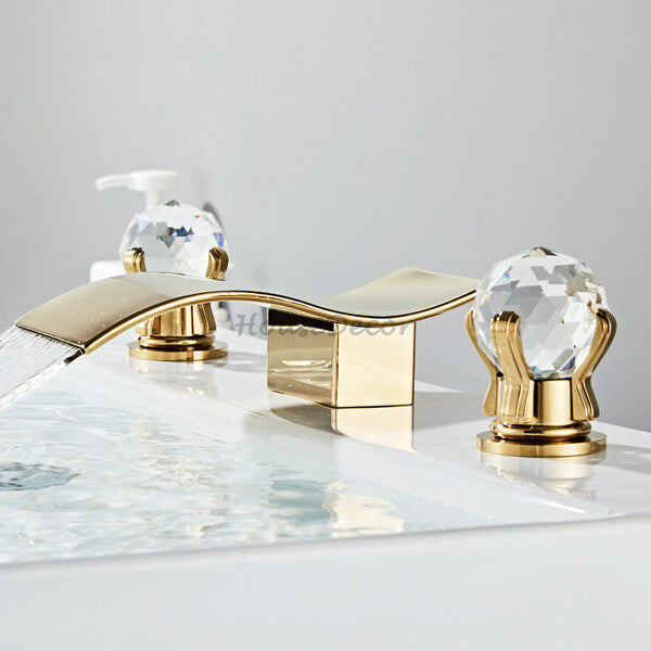 Modern bathroom basin mixer tap waterfall spout additional view
