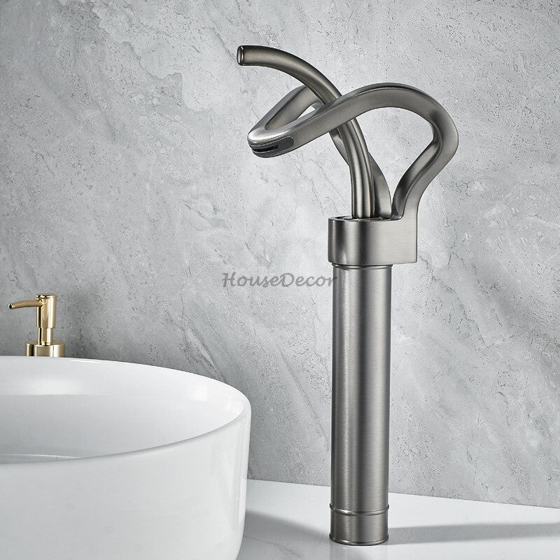 Modern bathroom basin mixer tap waterfall spout additional view