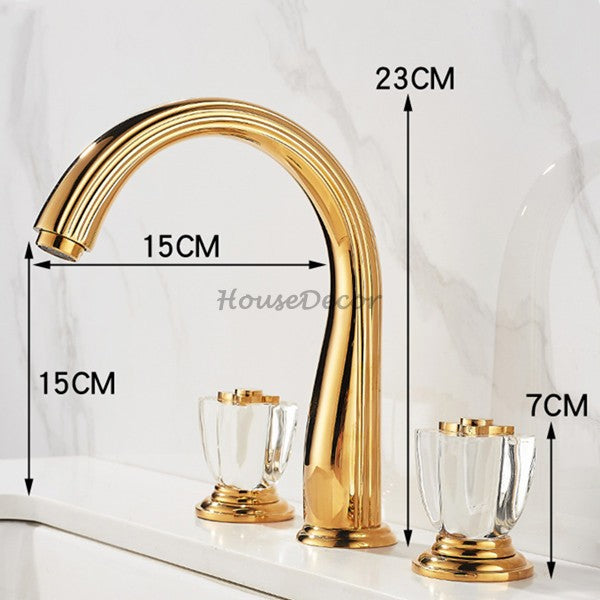 Gold bath shower mixer tap 3 hole installation additional view