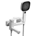 White bath shower mixer tap swivel spout main view
