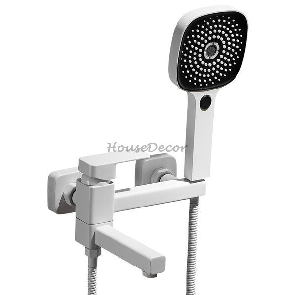White bath shower mixer tap swivel spout main view