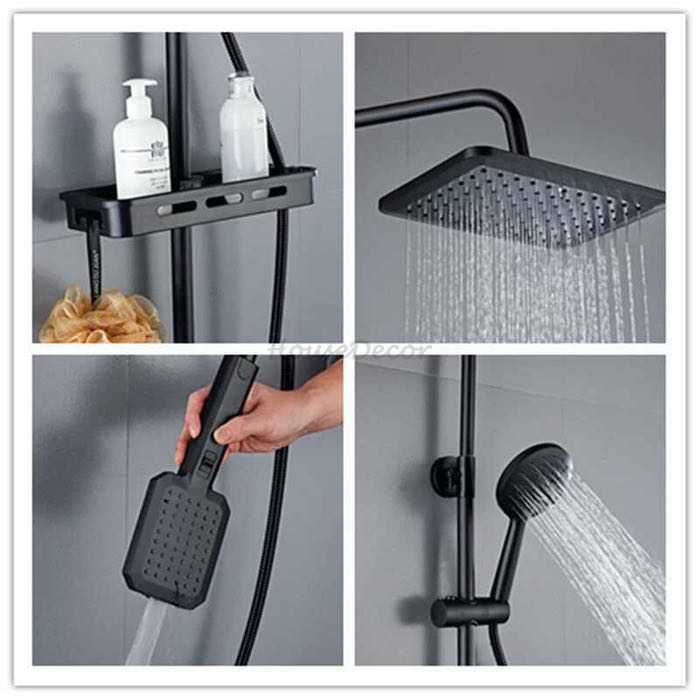 Black bath shower mixer tap wall mounted design additional view