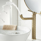 Diamond Pattern Engraved Brass Basin Mixer Tap Bathroom Countertop ‌Single Hole