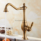 Antique Brass kitchen sink mixer tap swivel spout additional view