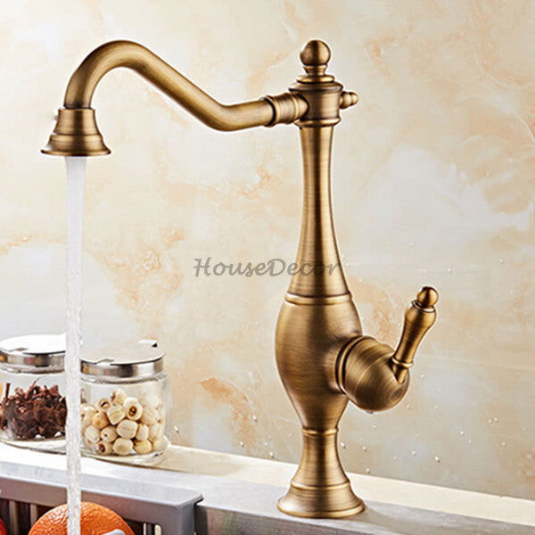 Antique Brass kitchen sink mixer tap swivel spout additional view