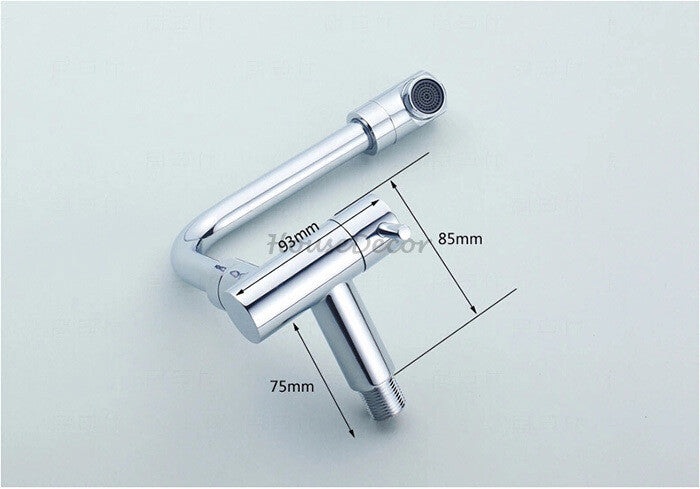 Chrome kitchen sink mixer tap swivel spout detail view