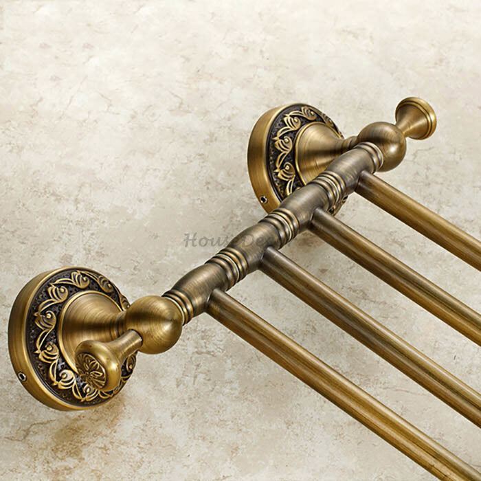 Antique Brass towel rack swivel spout additional view