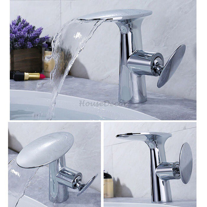 Modern bathroom basin mixer tap waterfall spout additional view