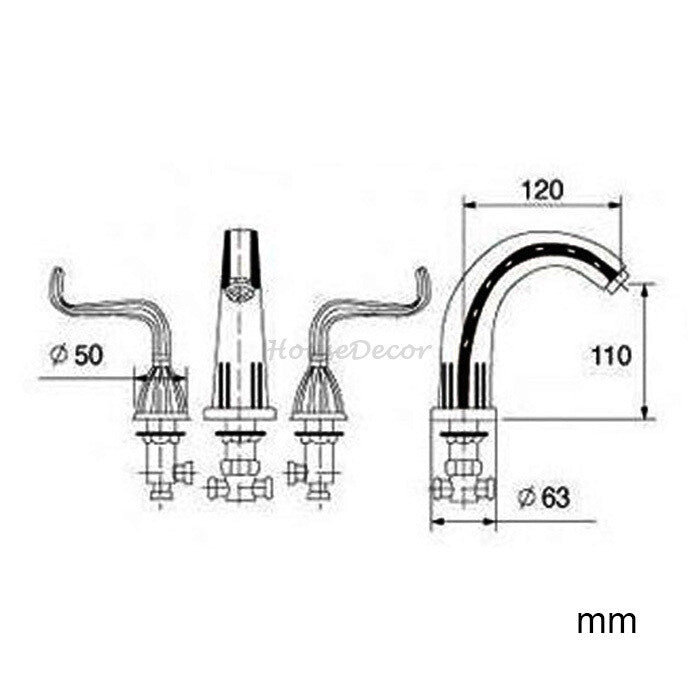 Modern bath shower mixer tap dual handle control additional view
