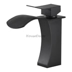 Black bath shower mixer tap waterfall spout main view