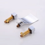 Modern bath shower mixer tap waterfall spout detail view