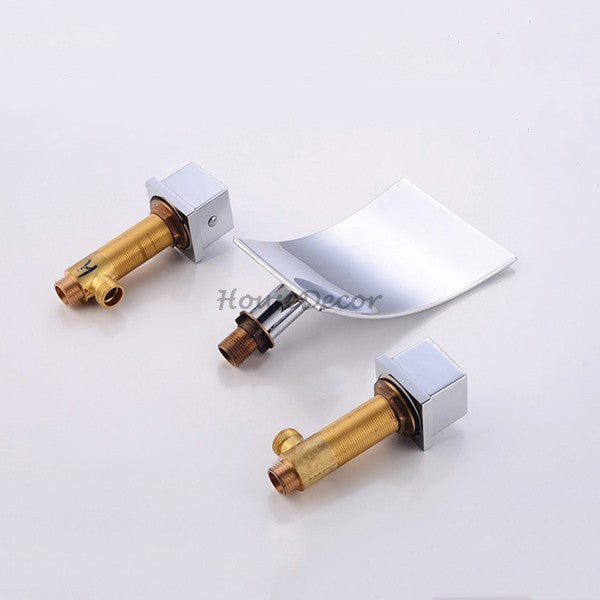 Modern bath shower mixer tap waterfall spout detail view