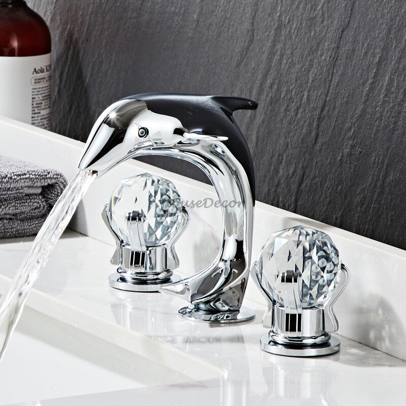 Modern bath shower mixer tap 3 hole installation detail view