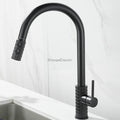 Modern kitchen sink mixer tap pull out spray detail view