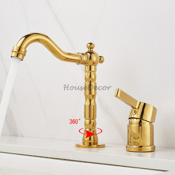 Gold bath shower mixer tap deck mounted design additional view