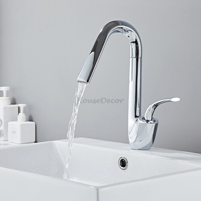 Modern bath shower mixer tap swivel spout detail view