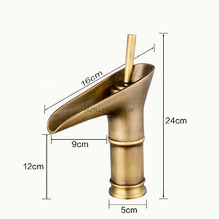 Antique Brass bath shower mixer tap waterfall spout additional view