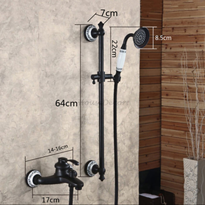Black Brass bath shower mixer tap wall mounted design additional view