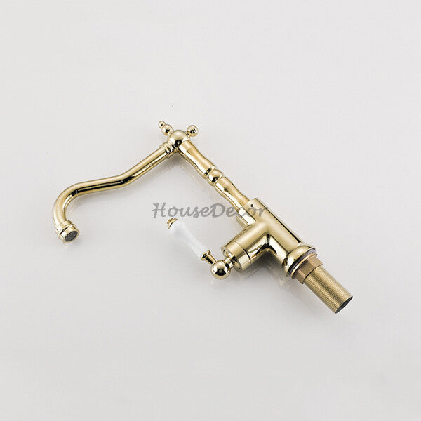 Gold Ceramic kitchen sink mixer tap swivel spout additional view