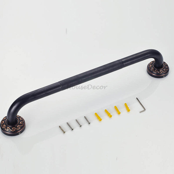 Modern bathroom grab bar safety grip detail view