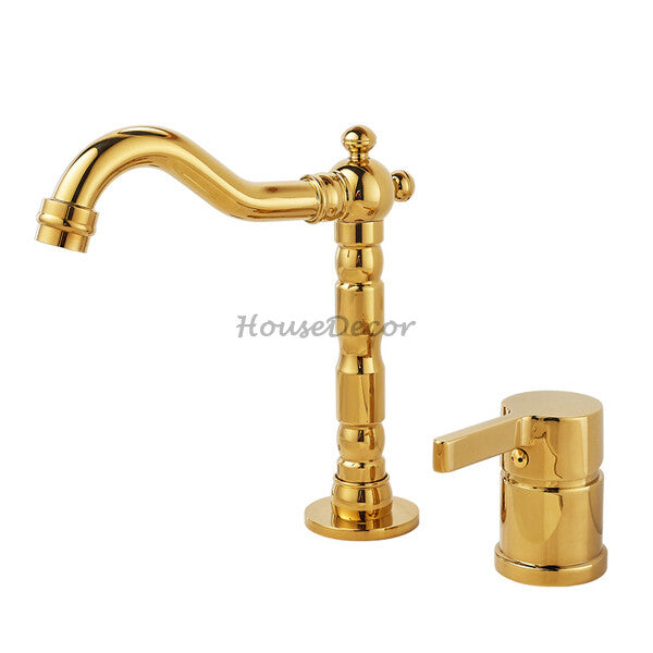 Gold bath shower mixer tap deck mounted design main view