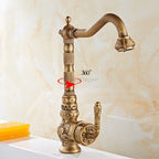 Brass kitchen sink mixer tap swivel spout detail view
