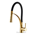 Gold Brass kitchen sink mixer tap swivel spout main view